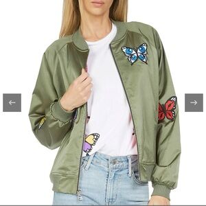 Lauren Moshi Levelle Butterfly Patch Bomber Jacker - Size Large